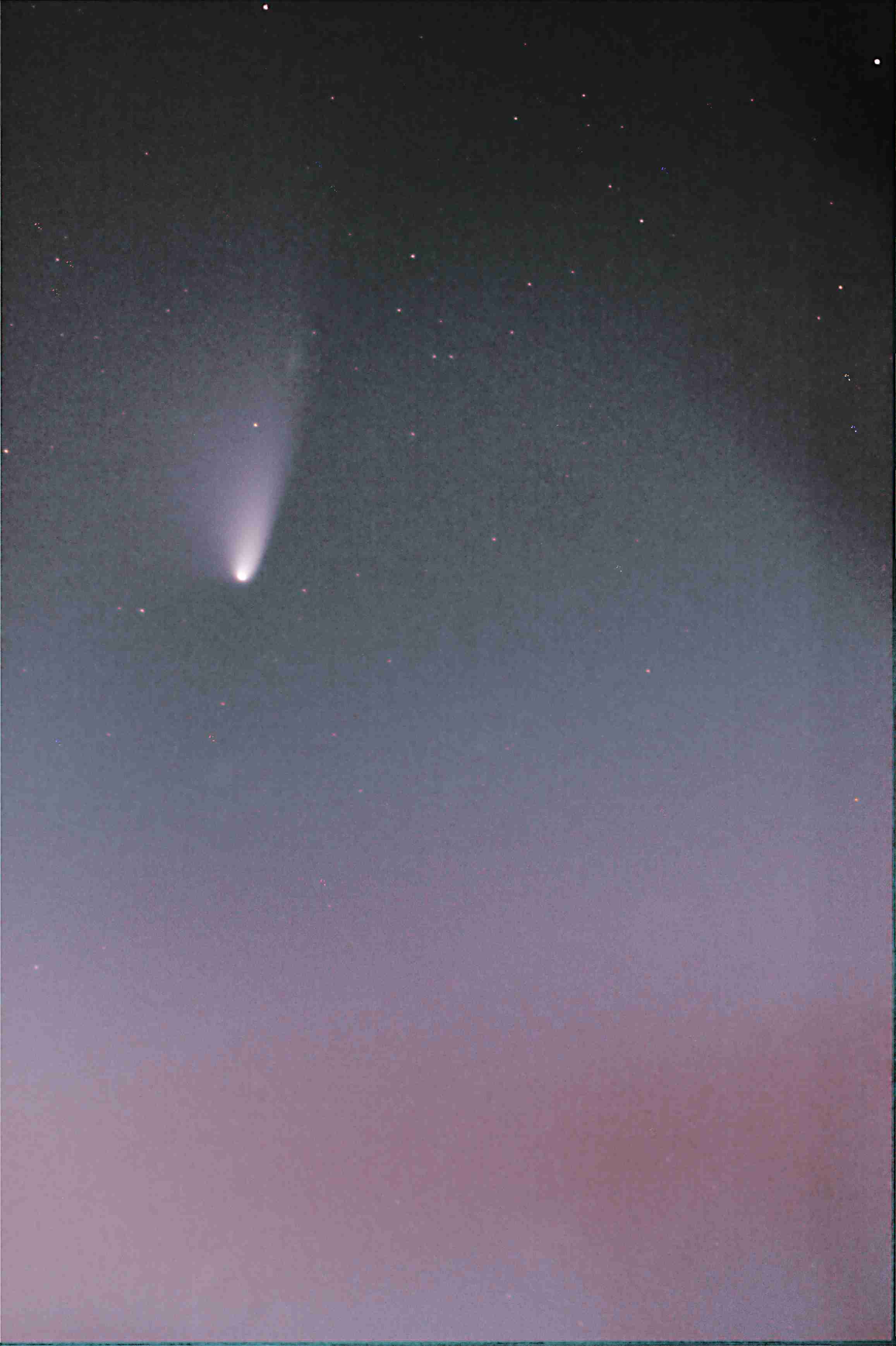  24.3.13.Krásná jarní kometa PanSTARRS v zákalu již zapadá, polojasno.